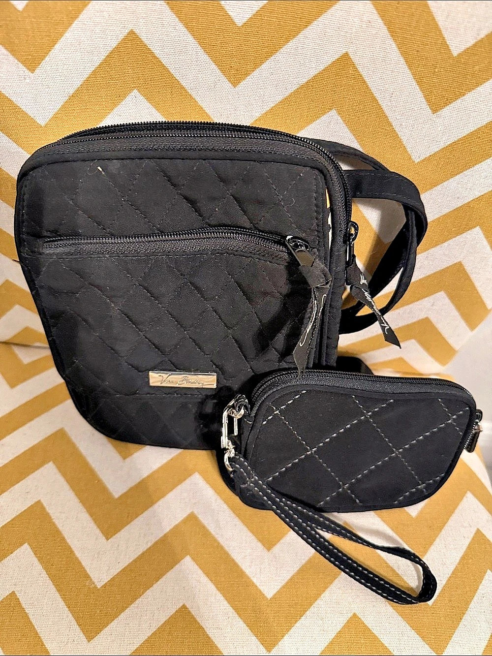 Vera Bradley Black Quilted Crossbody and Small Zip Pouch